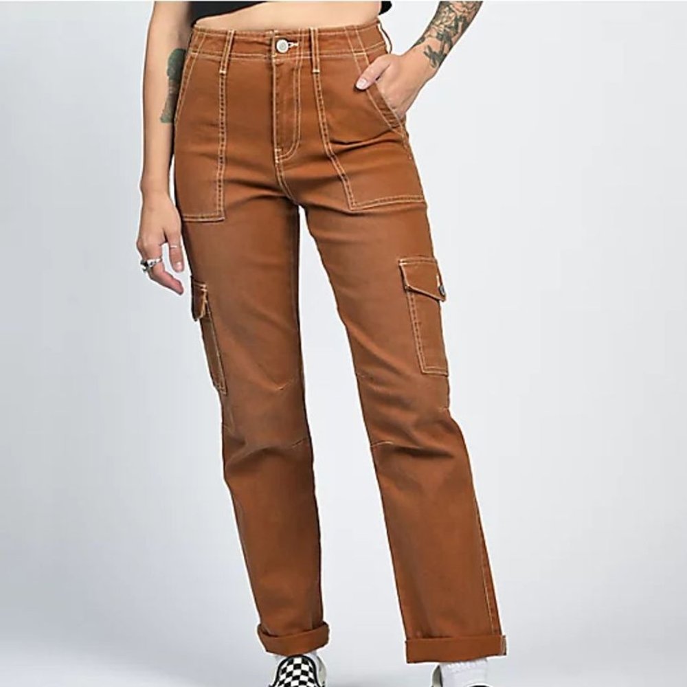 NWT Dickies Women's Cuff Brown Cargo‎ Pants SIZE 31